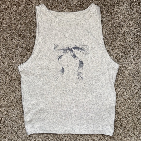 Hollister Tops - Y2K Women's Hollister Gray Blue Bow Cropped Tank M